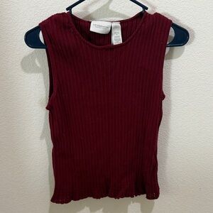 Liz Claiborne Women's Deep Red Ribbed Tank Top